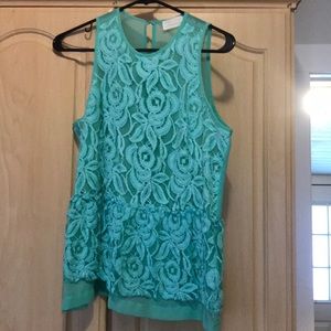 Seafoam green lace tank